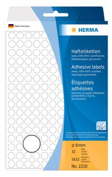 HERMA Weiß - 8 mm rund 5632 Etikett(en) (32 Bogen x 176) von LumaTech