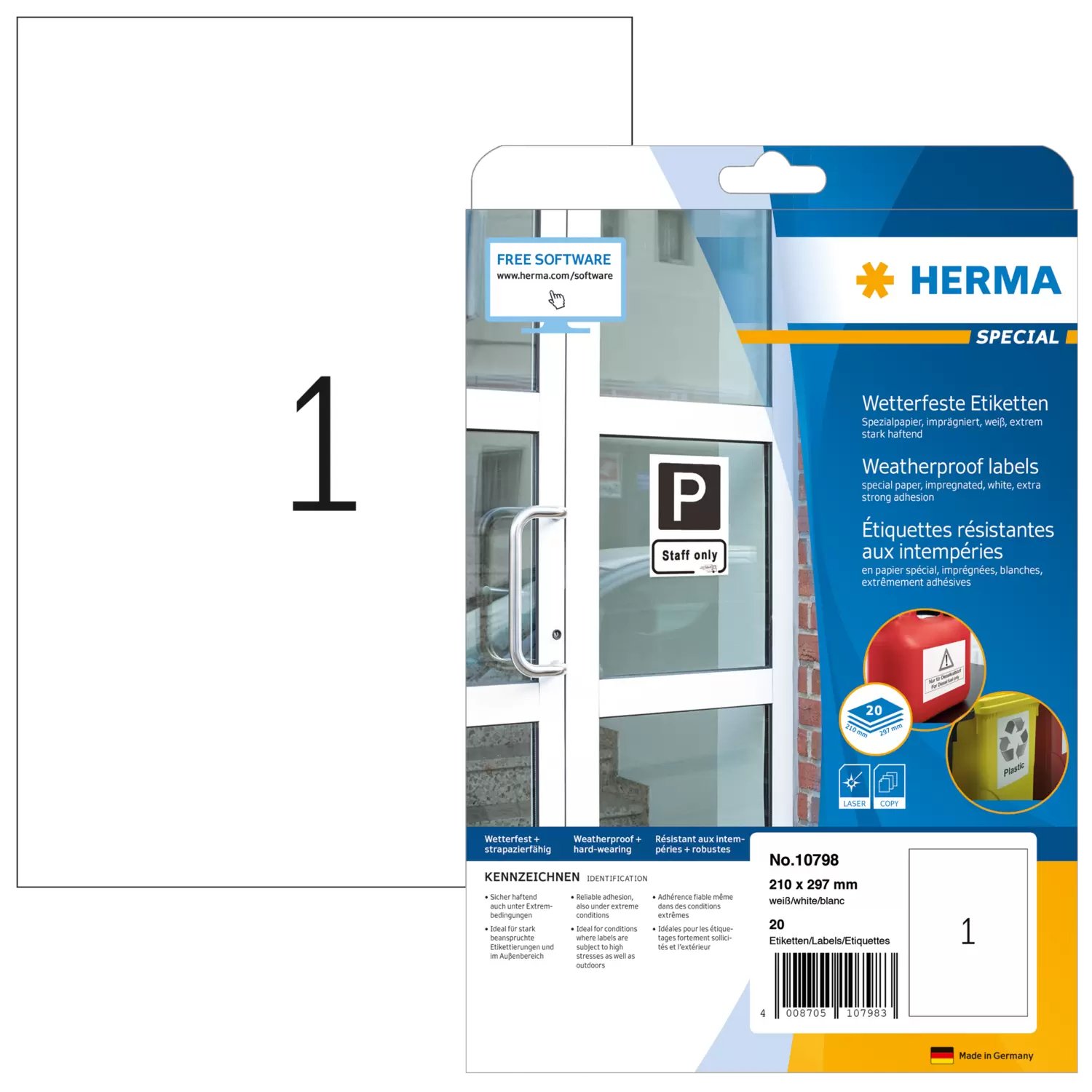 HERMA Wetterfeste Impraegn.Etik.A4 20 Blatt 210x297 - Spezial-Papier - A4