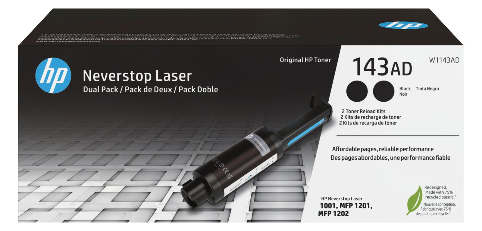 HP 143AD - 2er-Pack - Schwarz - Tonernachfüllung