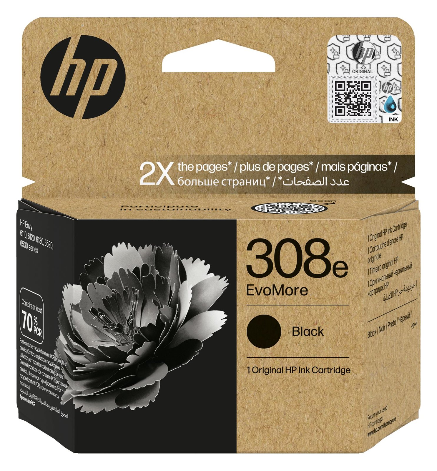 HP 308e EvoMore Black Original Ink Cartridge