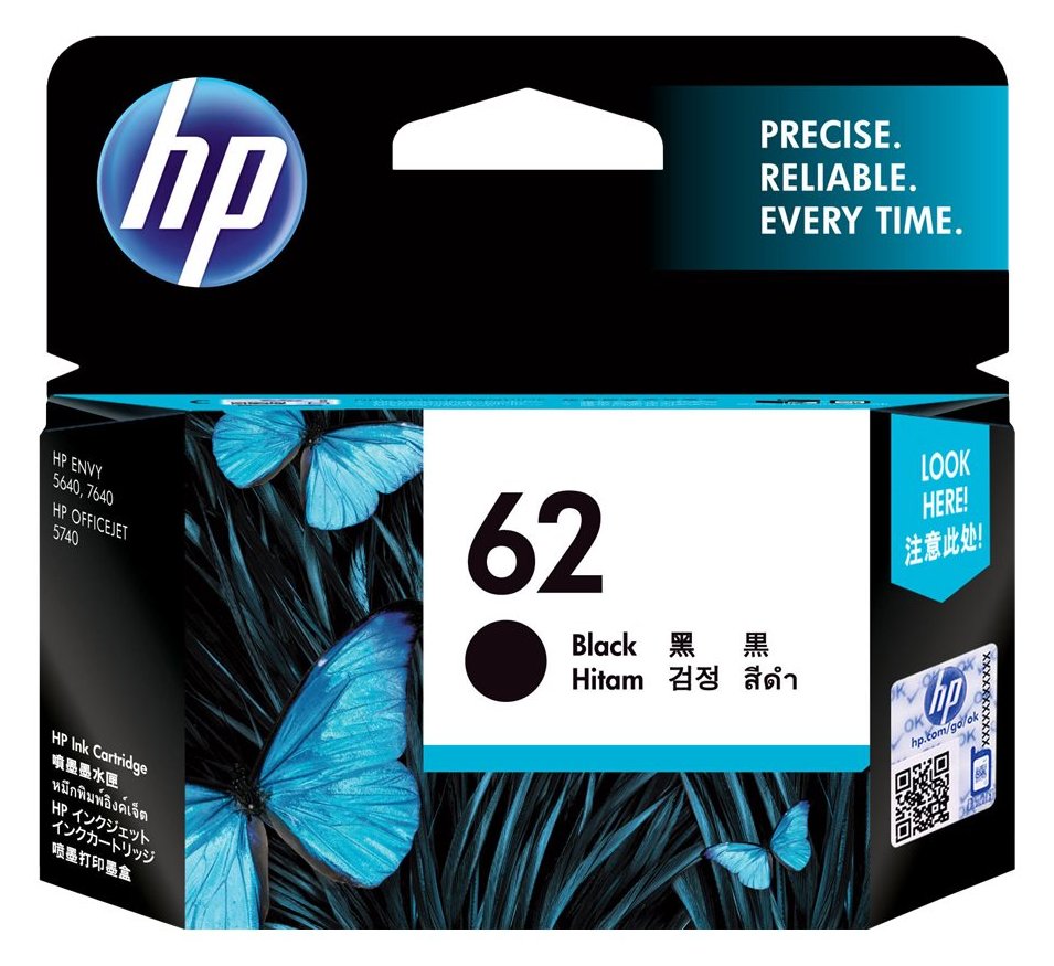 HP 62 - Schwarz - original - Tintenpatrone - für ENVY 55XX, 56XX, 76XX