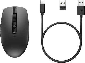 HP 710 - Maus - wiederaufladbar - 7 Tasten - kabellos - 2.4 GHz, Bluetooth 5.3 - kabelloser Empfänger (USB) von LumaTech