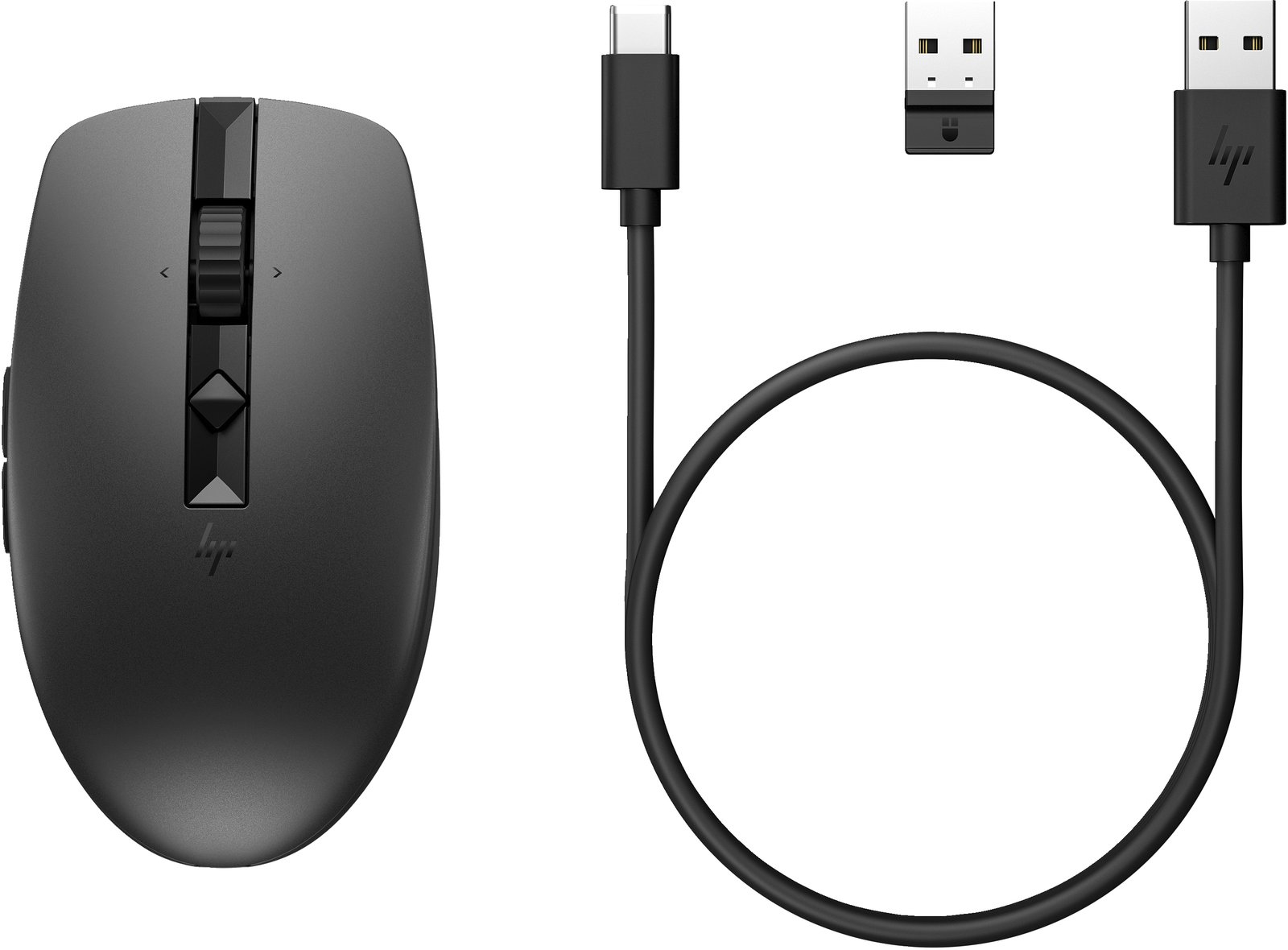 HP 710 - Maus - wiederaufladbar - 7 Tasten - kabellos - 2.4 GHz, Bluetooth 5.3 - kabelloser Empfänger (USB)
