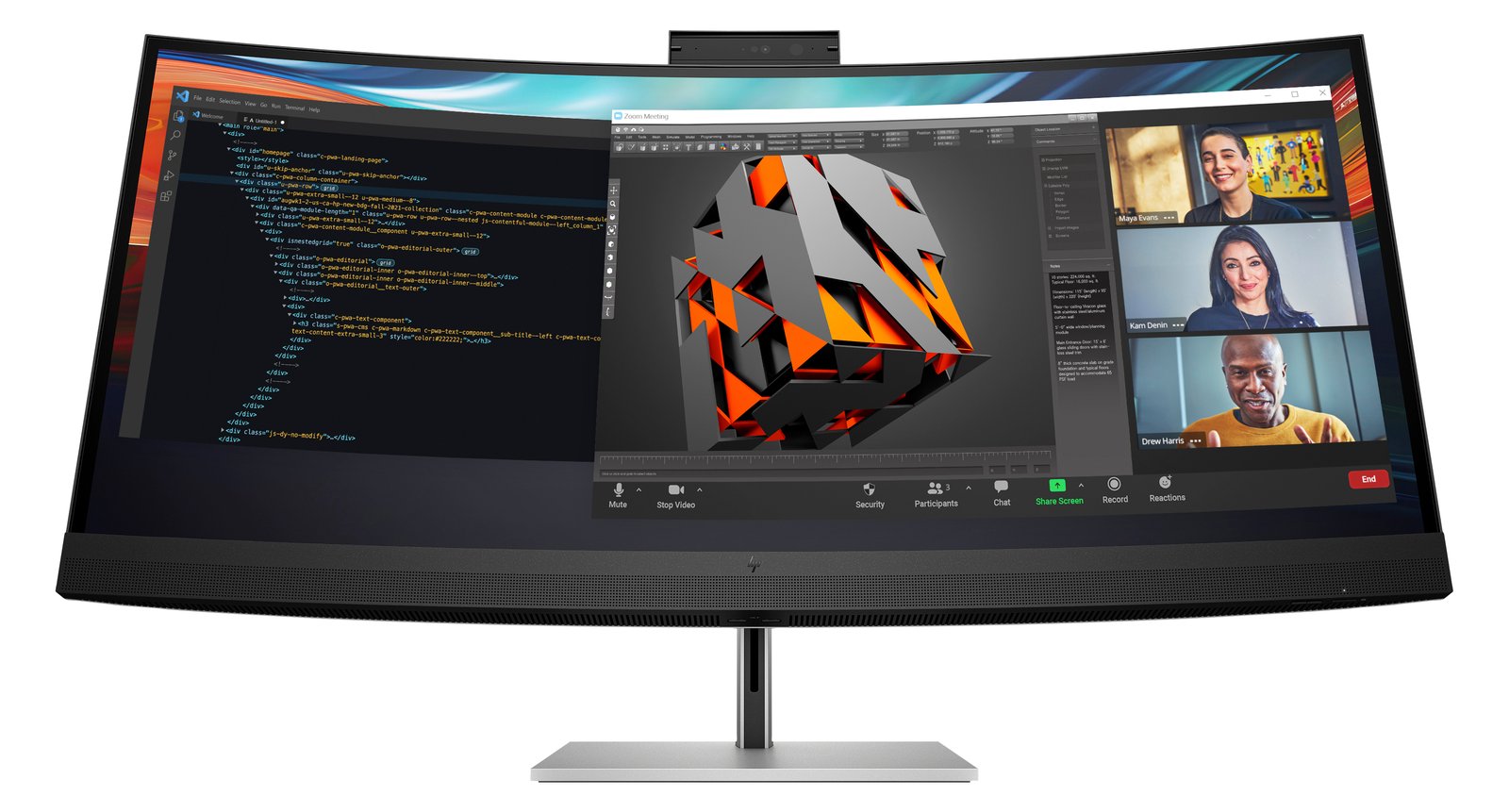 HP 740pm - Series 7 Pro - LED-Monitor - gebogen - 101.6 cm (40)