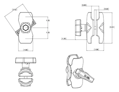 Ram Mounts RAM RAM-201U-B - Tragarm - für P/N: RAM-202U, Ansicht 3