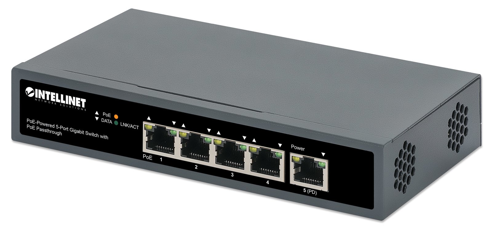 IC Intracom Intellinet - Switch - 4 x 10/100/1000 (PoE+) + 1 x 10/100/1000 (PoE Durchführung)