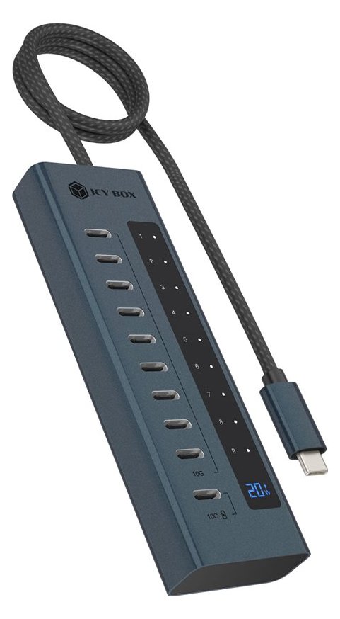 ICY BOX Hub USB-C PD20W 9xUSB-C/1xUSB-C+PD20W bis 10Gbit/s