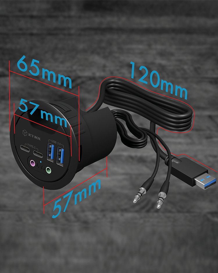 ICY BOX IB-HUB1403B - Hub - 2 x SuperSpeed USB 3.0 + 2 x USB-C