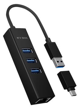 ICY BOX IB-HUB1419-LAN - Hub - 3 x USB 3.2 Gen 1 + 1 x 10/100/1000 von LumaTech