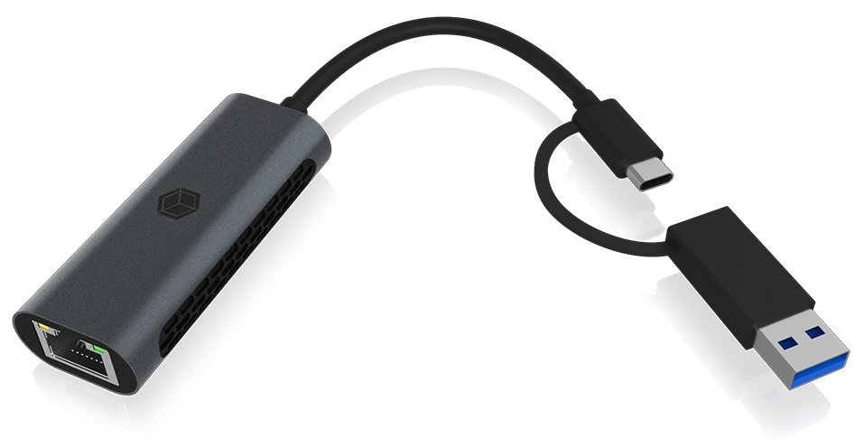 ICY BOX IB-LAN301-C3 - Kabelgebunden - USB Type-A/USB Type-C - Ethernet - 2500 Mbit/s - Anthrazit