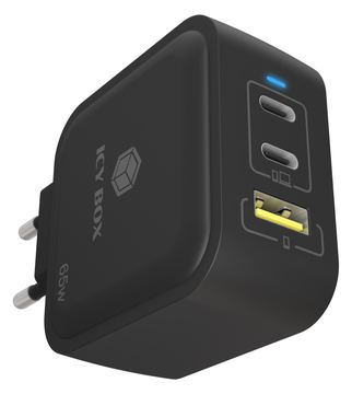 ICY BOX Ladegerät 3-Port 65W GaN mit PD 3.0 von LumaTech