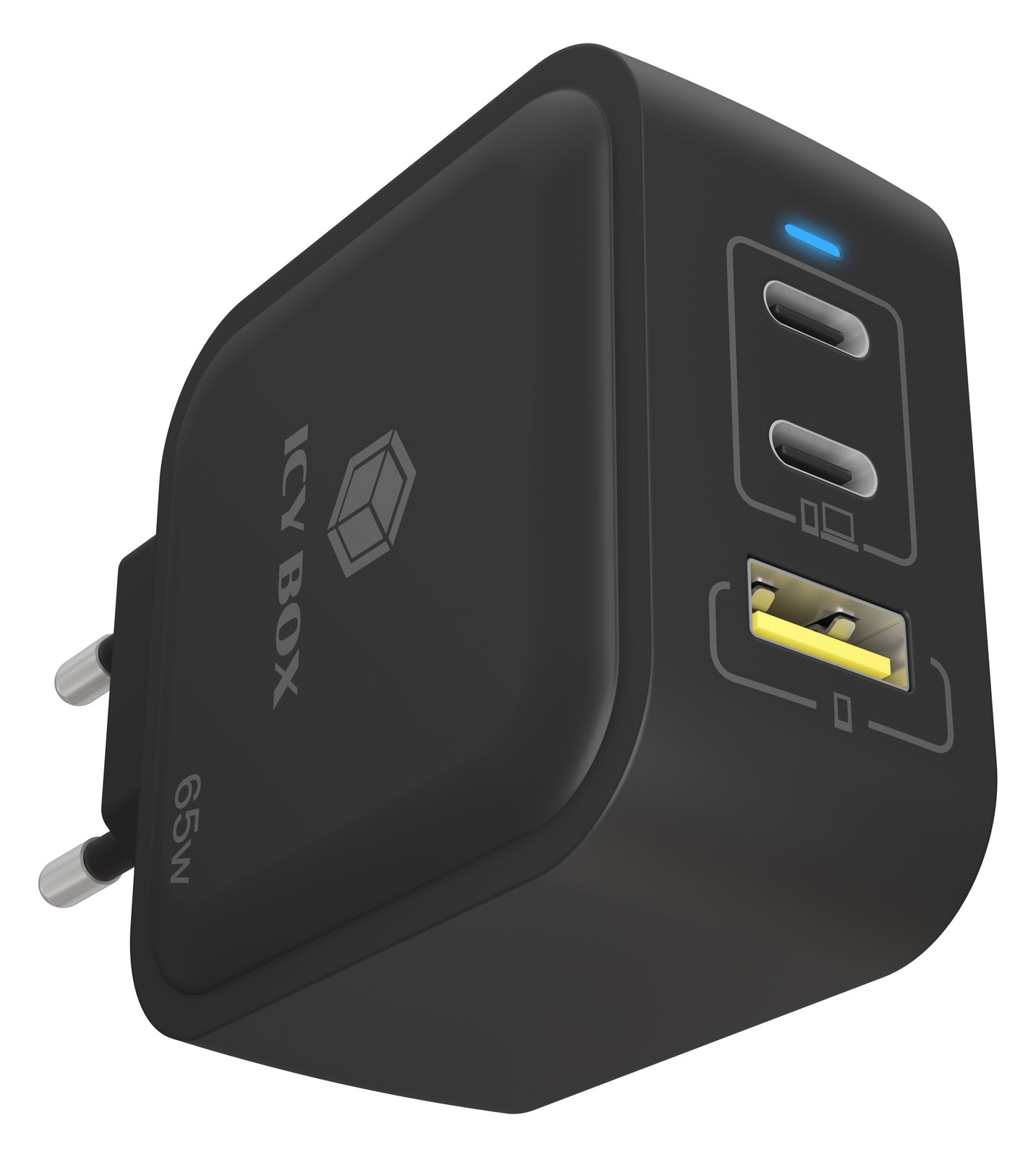 ICY BOX Ladegerät 3-Port 65W GaN mit PD 3.0