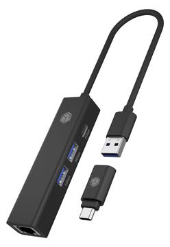 ICY BOX USB Hub 2x USB USB-C and LAN Black von LumaTech