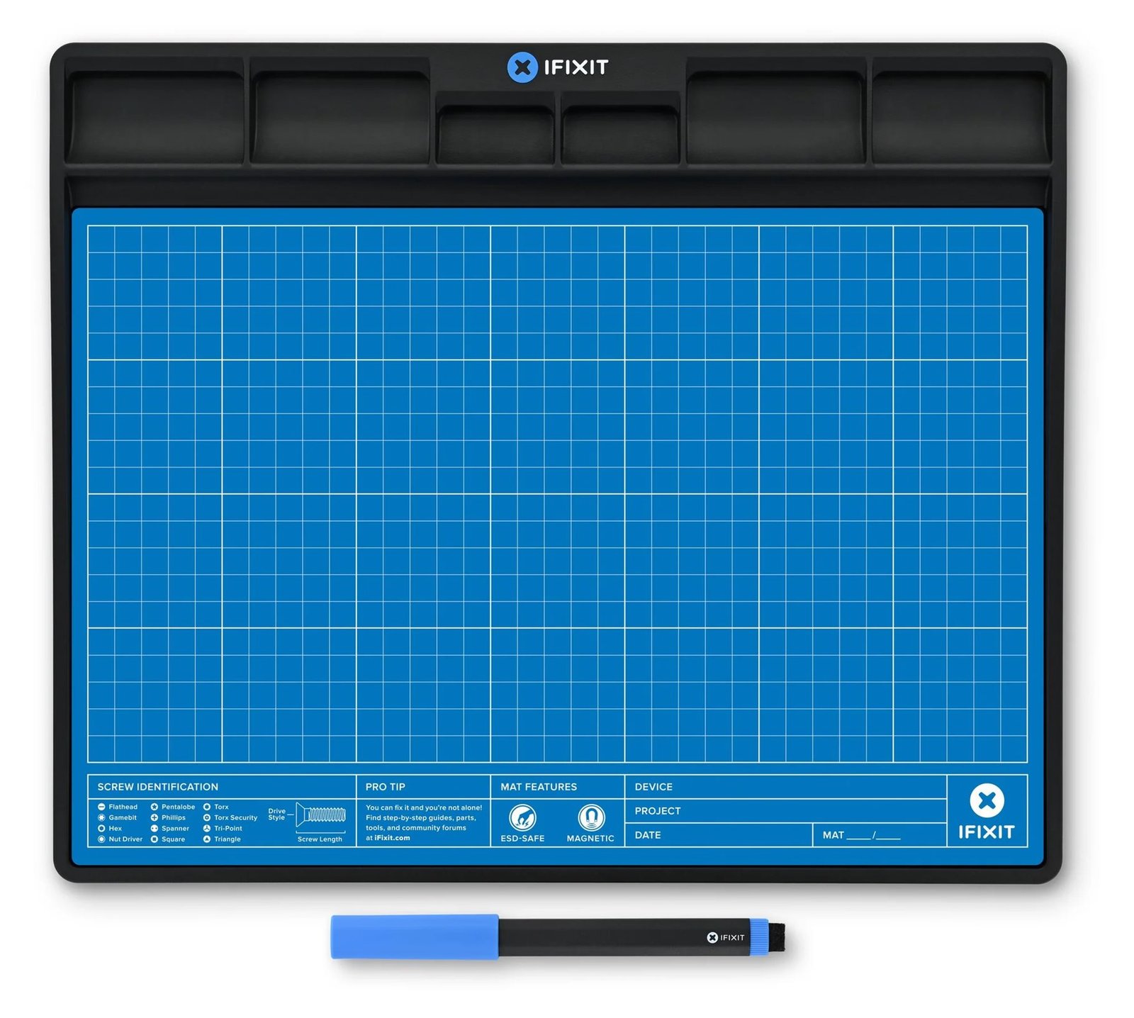 iFixit FixMat - Magnetmatte - Universal - Stift - Schwarz - Blau - Weiß - 300 mm - 250 mm