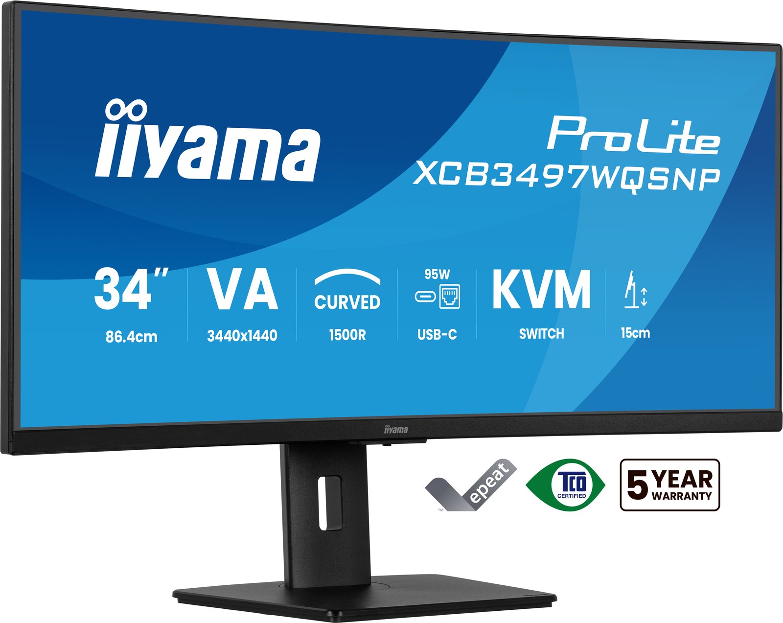 Iiyama ProLite XCB3497WQSNP-B1 - LED-Monitor - gebogen - 86.4 cm (34)