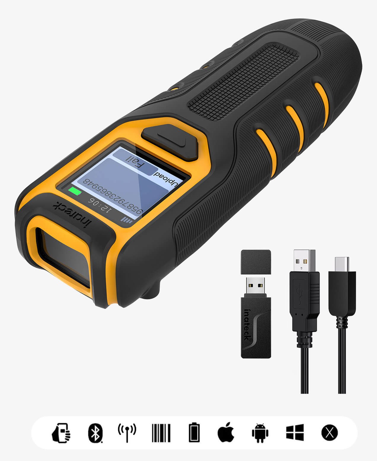 Inateck Barcodescanner 47 black[BCST-47_black] - Barcode-Scanner - Bluetooth 5