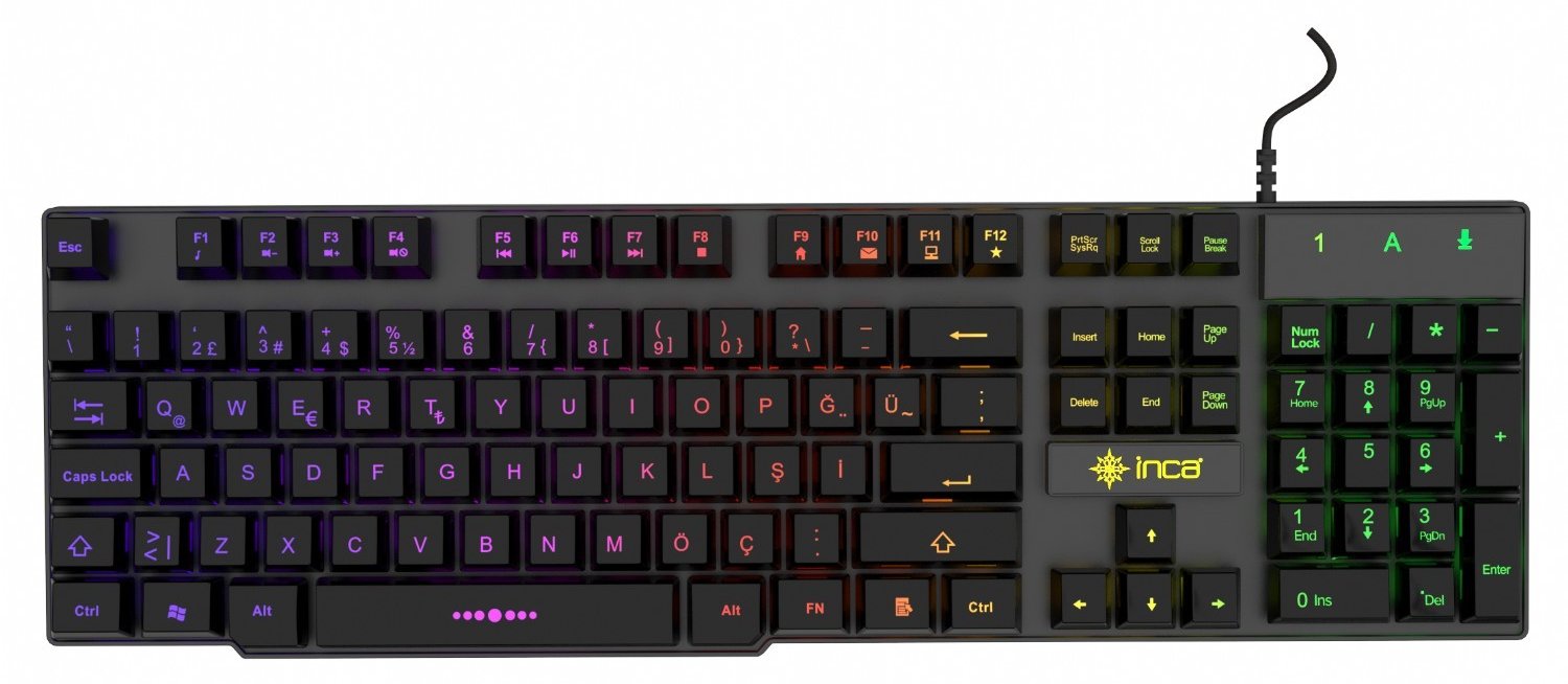 INCA Gaming Tastatur IKG-446 Regenbogen RGB retail - Tastatur - 105 Tasten - TL: Deutsch, QWERTZ