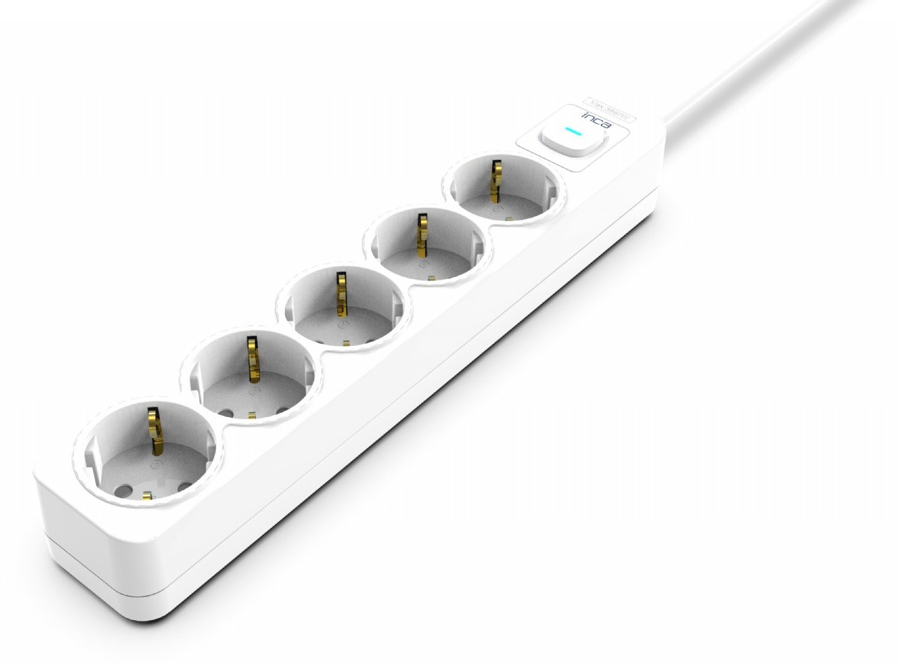 INCA Steckdosenleiste IPW-44GB 5fach LED Anz. Weiß 1.5m - Steckdosenleiste