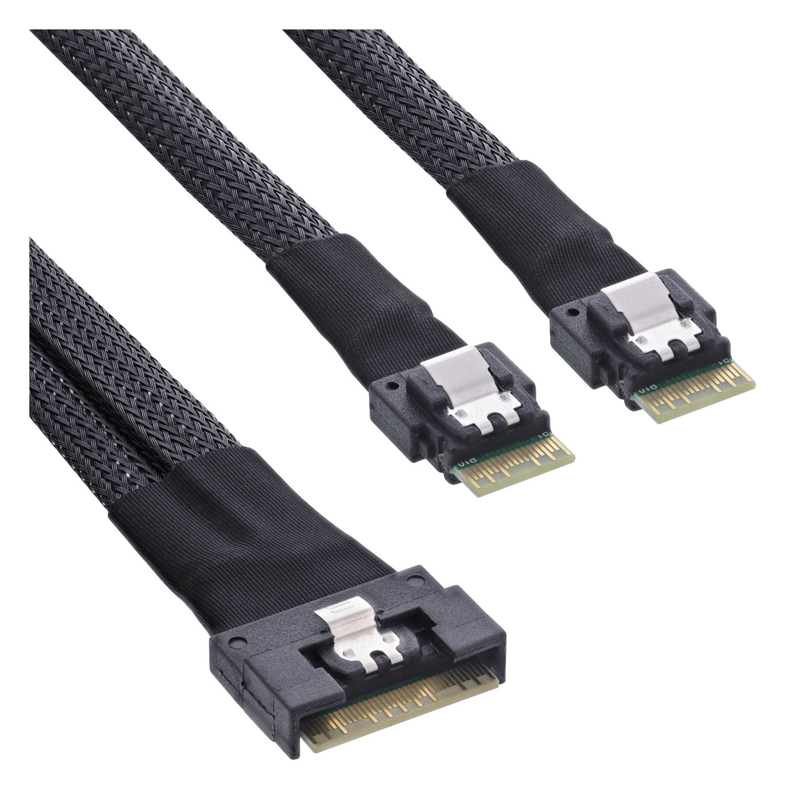 InLine Slim SAS Kabel - SFF-8654 8i zu 2x SFF-8654 4i - 0,5m von LumaTech