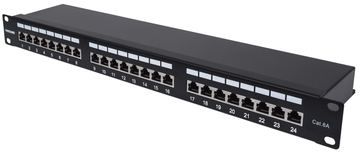 Intellinet 24-Port Cat6a Patchpanel, geschirmt, 24 Ports, FTP, 1 HE, Klemmleisten mit 90 Grad - Schwarz von LumaTech