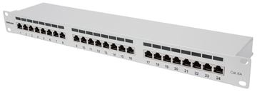 Intellinet 24-Port Cat6a Patchpanel, geschirmt, 24 Ports, FTP, 1 HE, Klemmleisten mit 90 Grad - Grau von LumaTech