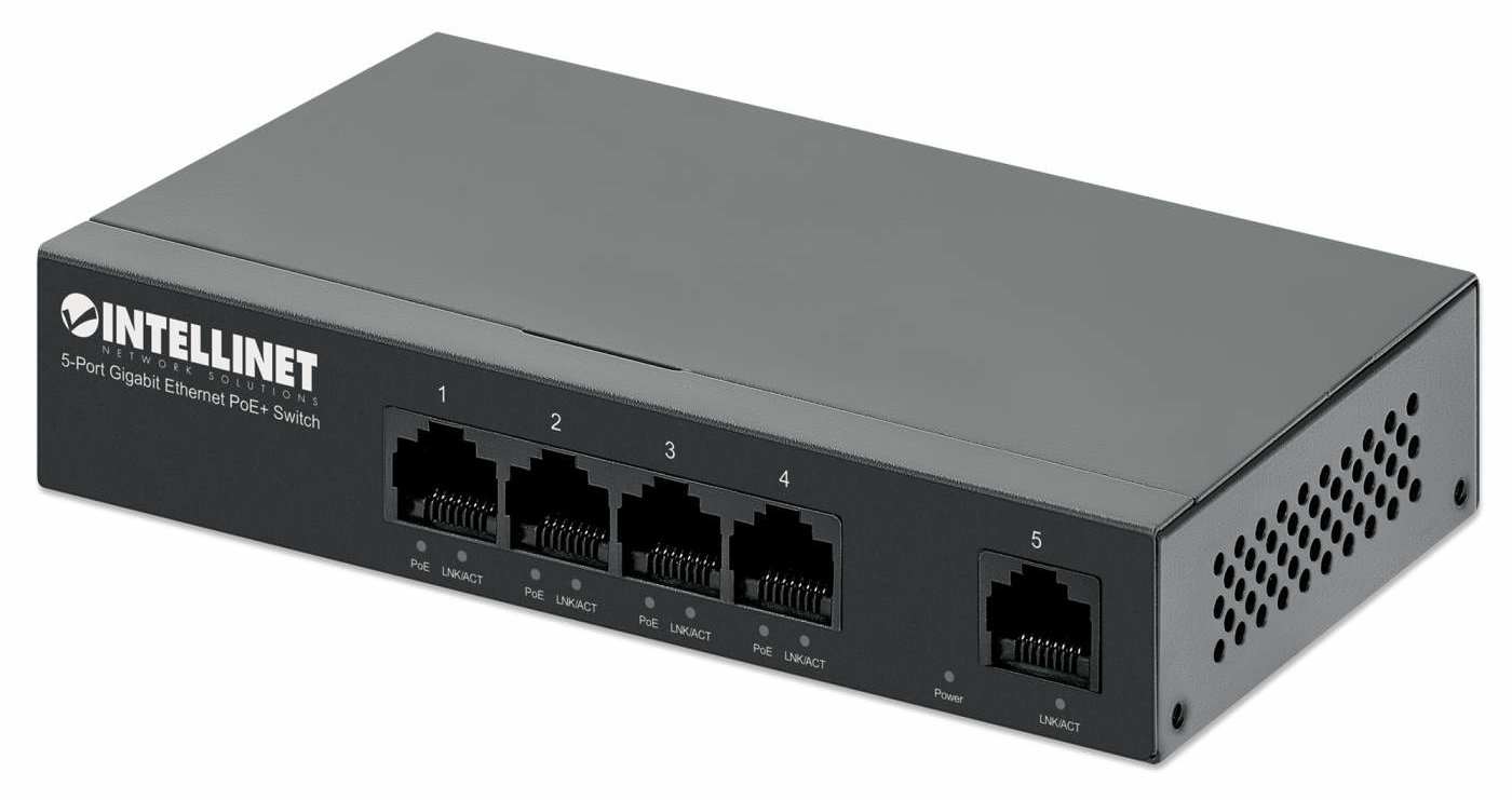 Intellinet 5-Port Gigabit Ethernet PoE+ Switch Vier PSE Gigabit-Ports ein Gigabit-Port - Switch - 1 Gbps
