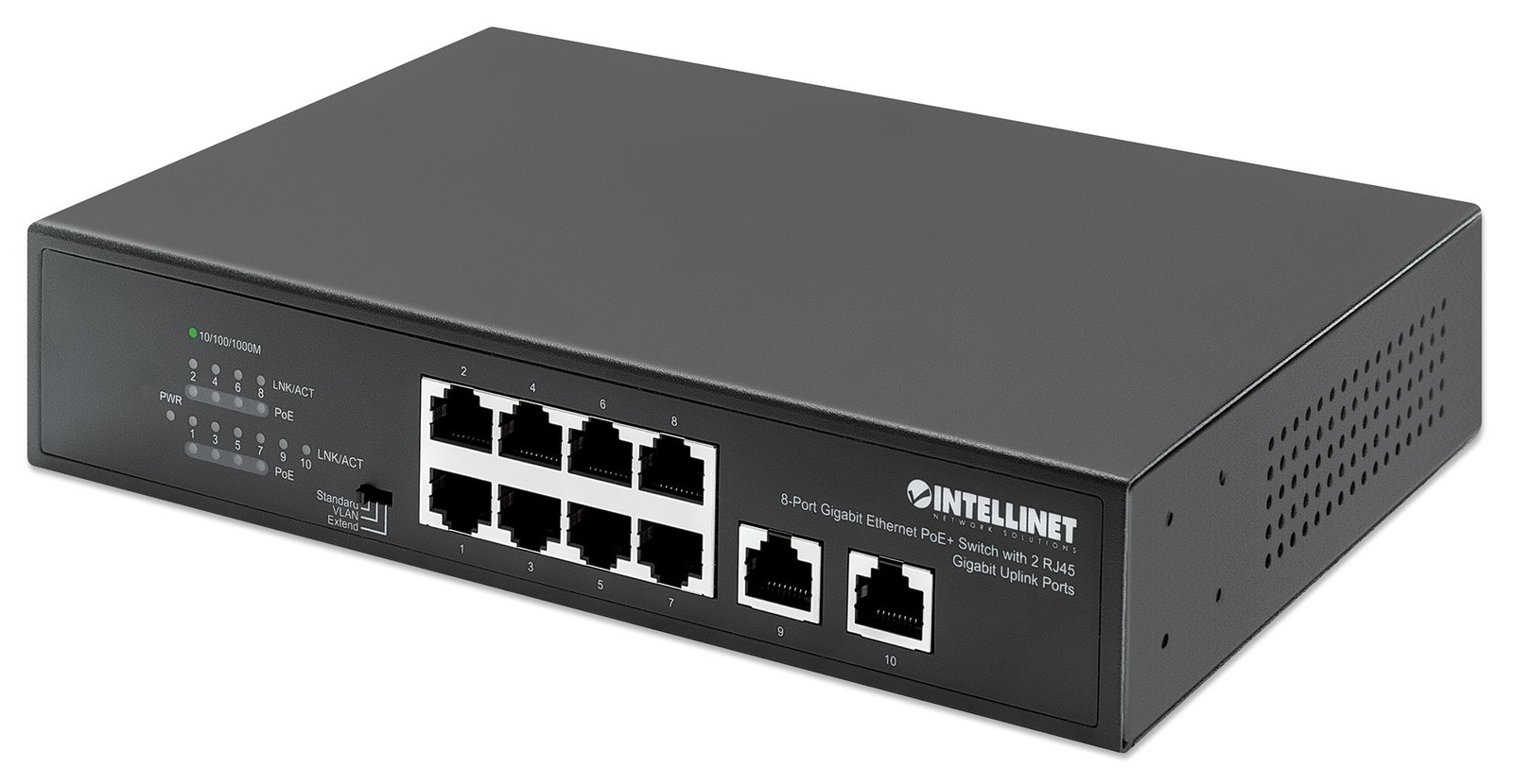 Intellinet 8-Port Gigabit PoE+ Switch 2 RJ45-Ports 120W - Switch - 1 Gbps