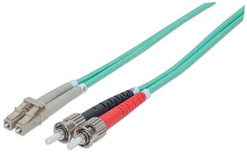 Intellinet Fibre Optic Patch Cable, OM3, ST/LC, 1m, Aqua, Duplex, Multimode, 50/125 µm, LSZH, Fiber, Lifetime Warranty von LumaTech