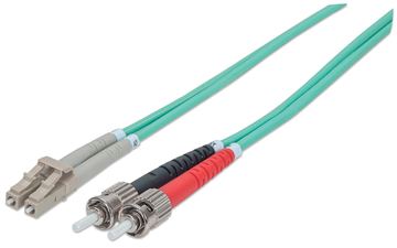 Intellinet Fibre Optic Patch Cable, OM3, ST/LC, 2m, Aqua, Duplex, Multimode, 50/125 µm, LSZH, Fiber, Lifetime Warranty von LumaTech