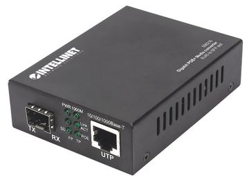 Intellinet Gigabit PoE+ Media Converter, 1 x 1000Base-T RJ45 Port to 1 x SFP Port, PoE+ Injector - Medienkonverter von LumaTech
