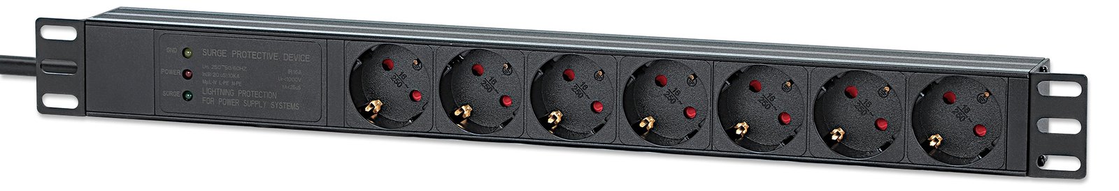 Intellinet Steckdosenleiste 7fach 2m Kabel 1HEÜberspannung - Steckdosenleiste