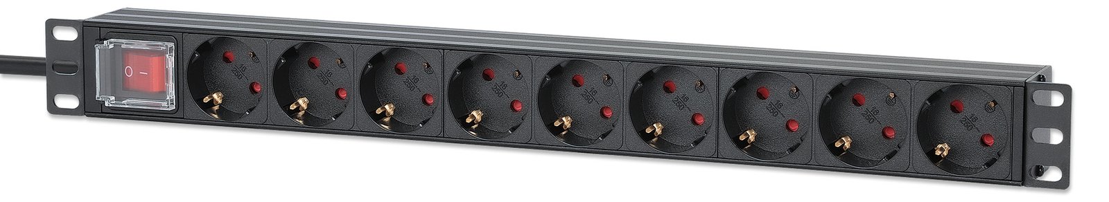 Intellinet Steckdosenleiste 9fach 2m Kabel 1HE Netzschalter - Steckdosenleiste