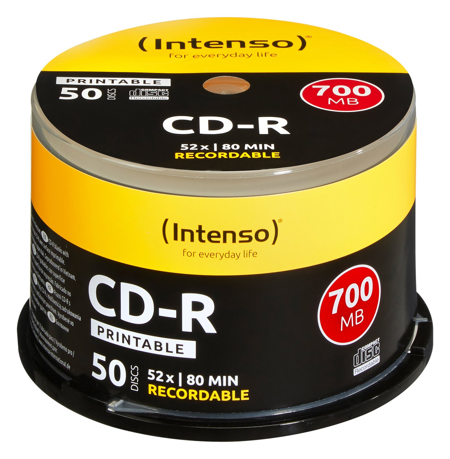 Intenso 50 x CD-R - 700 MB (80 Min) 52x - mit Tintenstrahldrucker bedruckbare Oberfläche