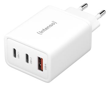 Intenso W65ACC - Netzteil - GaN - 65 Watt - PD 3.0, PD/PPS, QC 4.0 - 3 Ausgabeanschlussstellen (2 x USB-C, USB Typ A) von LumaTech
