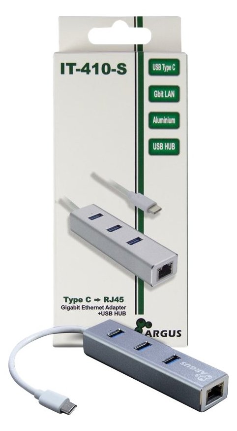 Inter-Tech Argus IT-410-S - Hub - 3 x SuperSpeed USB 3.0 + 1 x 10/100/1000