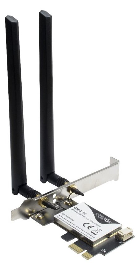 Inter-Tech DMG-35 - Netzwerkadapter - PCIe Low-Profile - 802.11ac, Bluetooth 5.0, 802.11ax (Wi-Fi 6)
