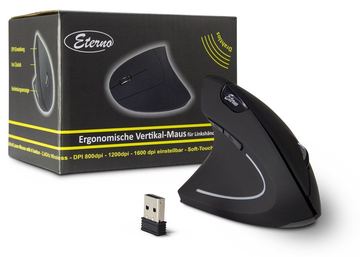 Inter-Tech Eterno KM-206L - Vertikale Maus - ergonomisch - Für Linkshänder - 6 Tasten - kabellos - 2.4 GHz von LumaTech