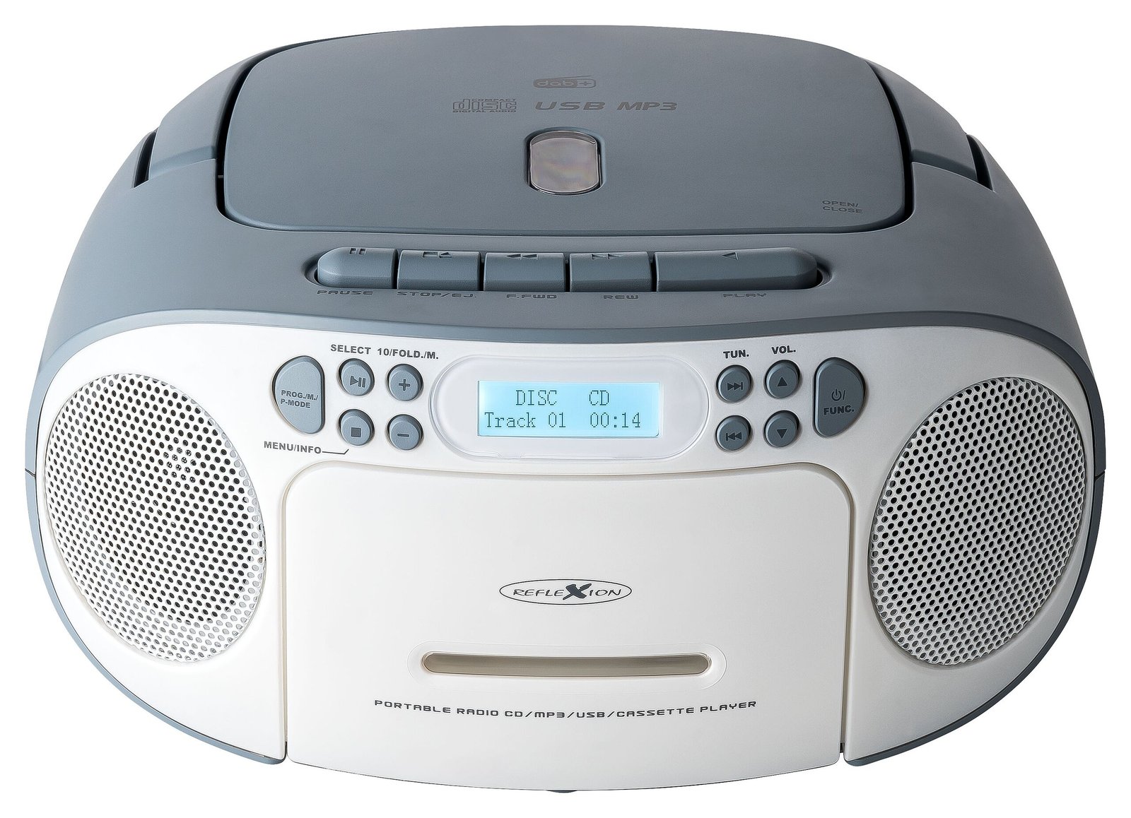 Reflexion CD-Radio DAB+ UKW DAB AUX CD Kassette USB Weiss Blau - Tragbarer Radiorecorder