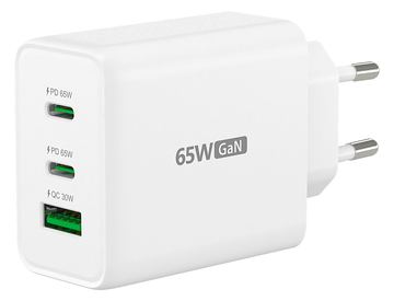j5create JUP3365E-EN - Netzteil - 65 Watt - 4.5 A - PD 3.0, QC 3.0 - 3 Ausgabeanschlussstellen (USB Typ A, 2 x USB-C) von LumaTech