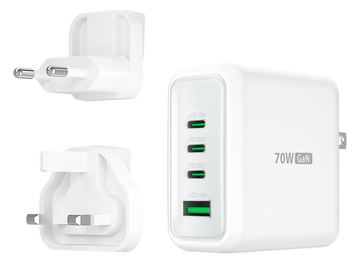 j5create JUP4370EF-N - Netzteil - 70 Watt - PD 2.0, PD 3.0, QC - 4 Ausgabeanschlussstellen (3 x USB-C, USB) von LumaTech