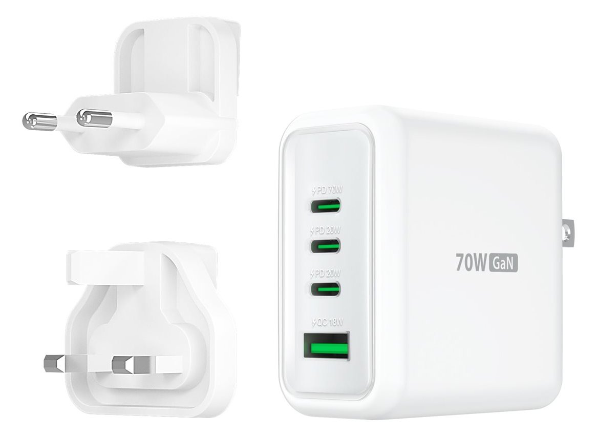 j5create JUP4370EF-N - Netzteil - 70 Watt - PD 2.0, PD 3.0, QC - 4 Ausgabeanschlussstellen (3 x USB-C, USB)