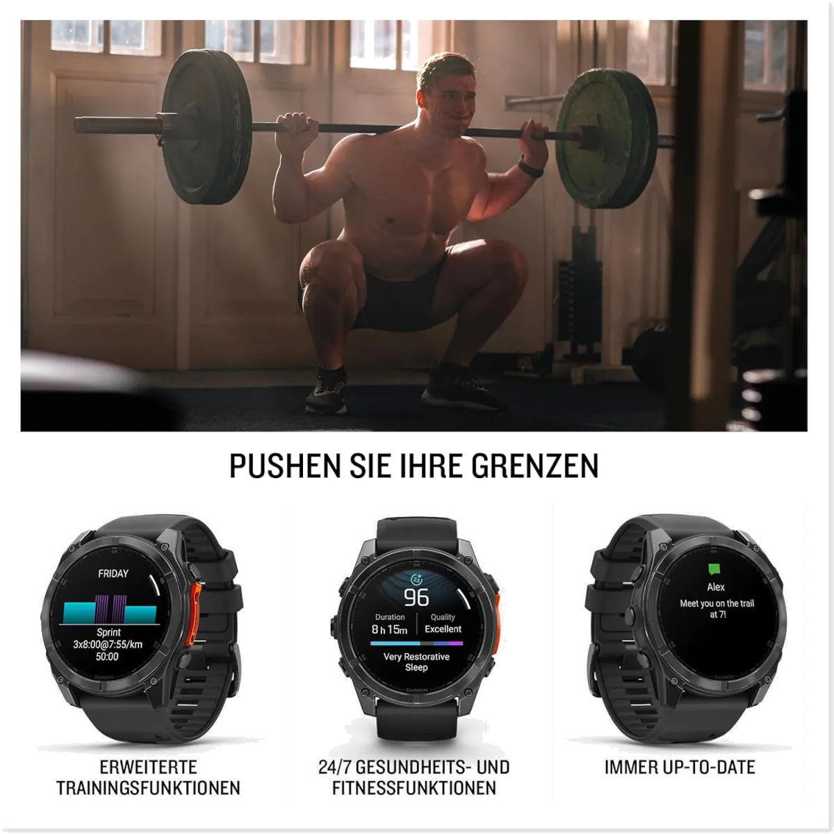 Garmin fēnix 8 51mm – GPS-Multisport-Smartwatch mit 1,4" AMOLED Touch-/Tastendisplay, Taschenlampe, TOPO-Karten, über 80 vorinstallierte Sport-Apps, Telefonie, Music Pay — Bild 2