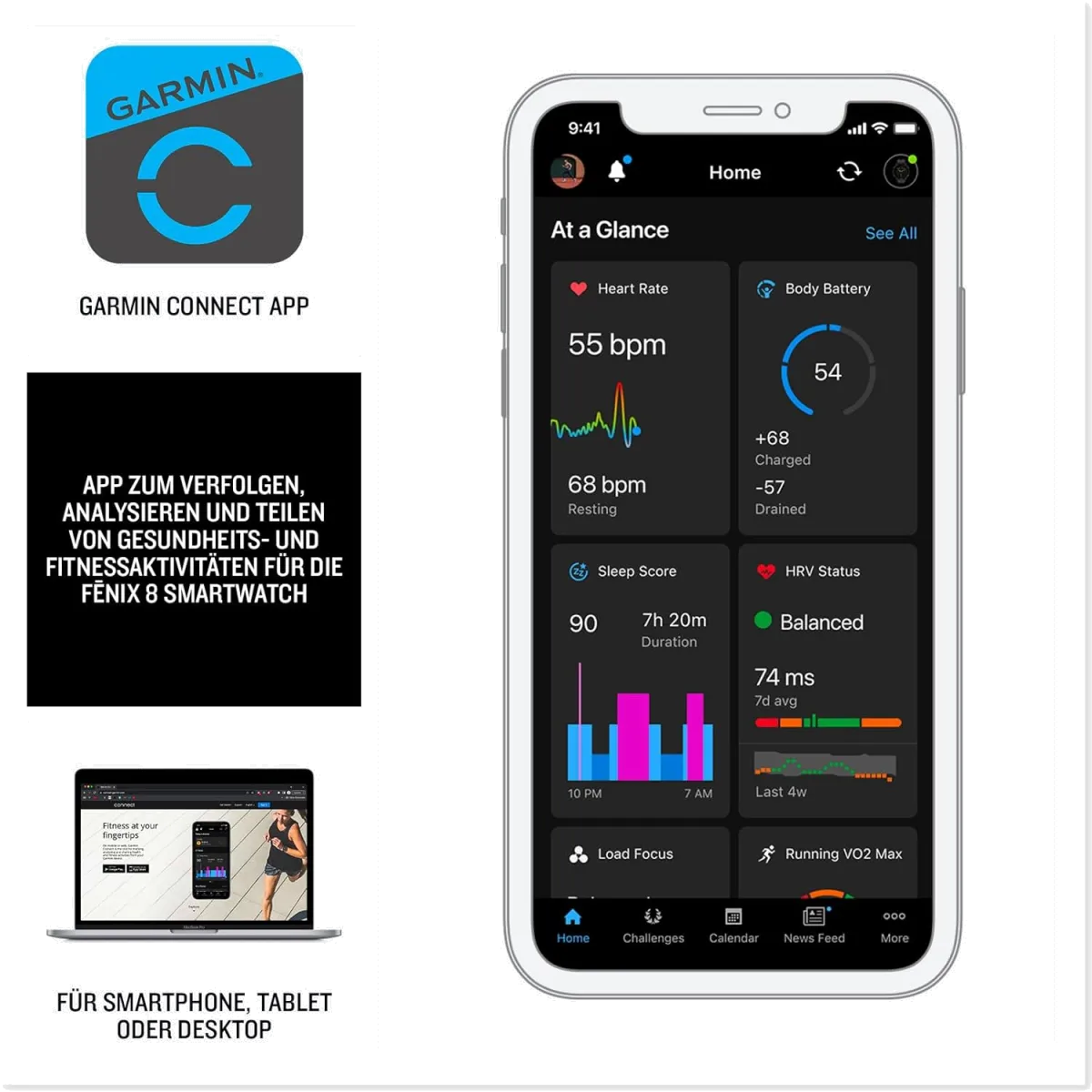 Garmin fēnix 8 51mm – GPS-Multisport-Smartwatch mit 1,4" AMOLED Touch-/Tastendisplay, Taschenlampe, TOPO-Karten, über 80 vorinstallierte Sport-Apps, Telefonie, Music Pay — Bild 3
