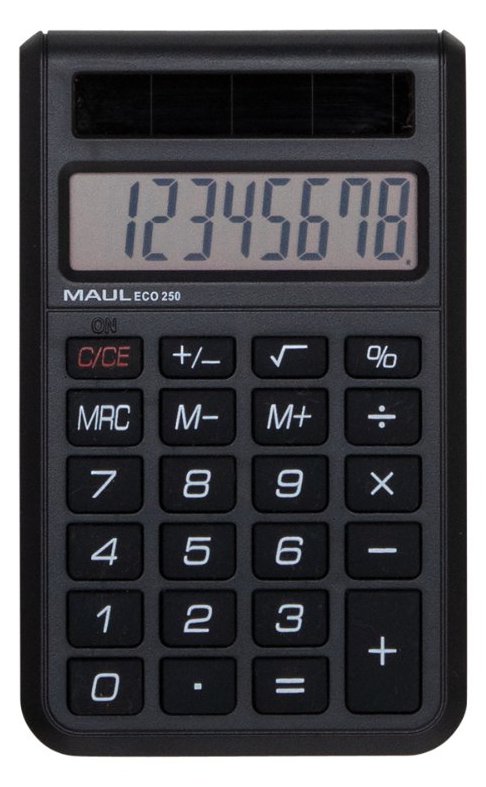 Jakob Maul GmbH MAUL ECO 250 - Tasche - Einfacher Taschenrechner - 8 Ziffern - 1 Zeilen - Solar - Schwarz