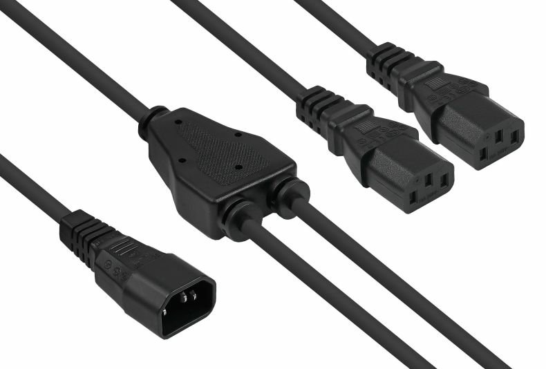 kabelmeister Y-Kaltgeräteverlängerung C20- 2xC13 schw. - Adapter - Strom/Netzteil