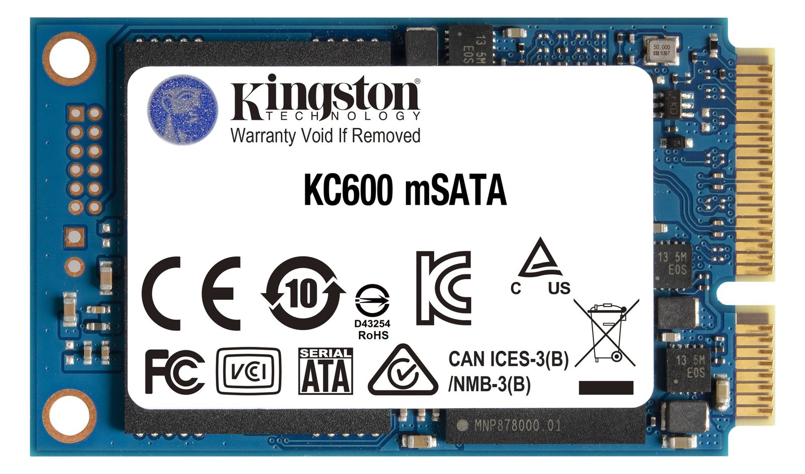 Kingston KC600 - SSD - verschlüsselt - 256 GB - intern - mSATA - SATA 6Gb/s - 256-Bit-AES - Self-Encrypting Drive (SED)