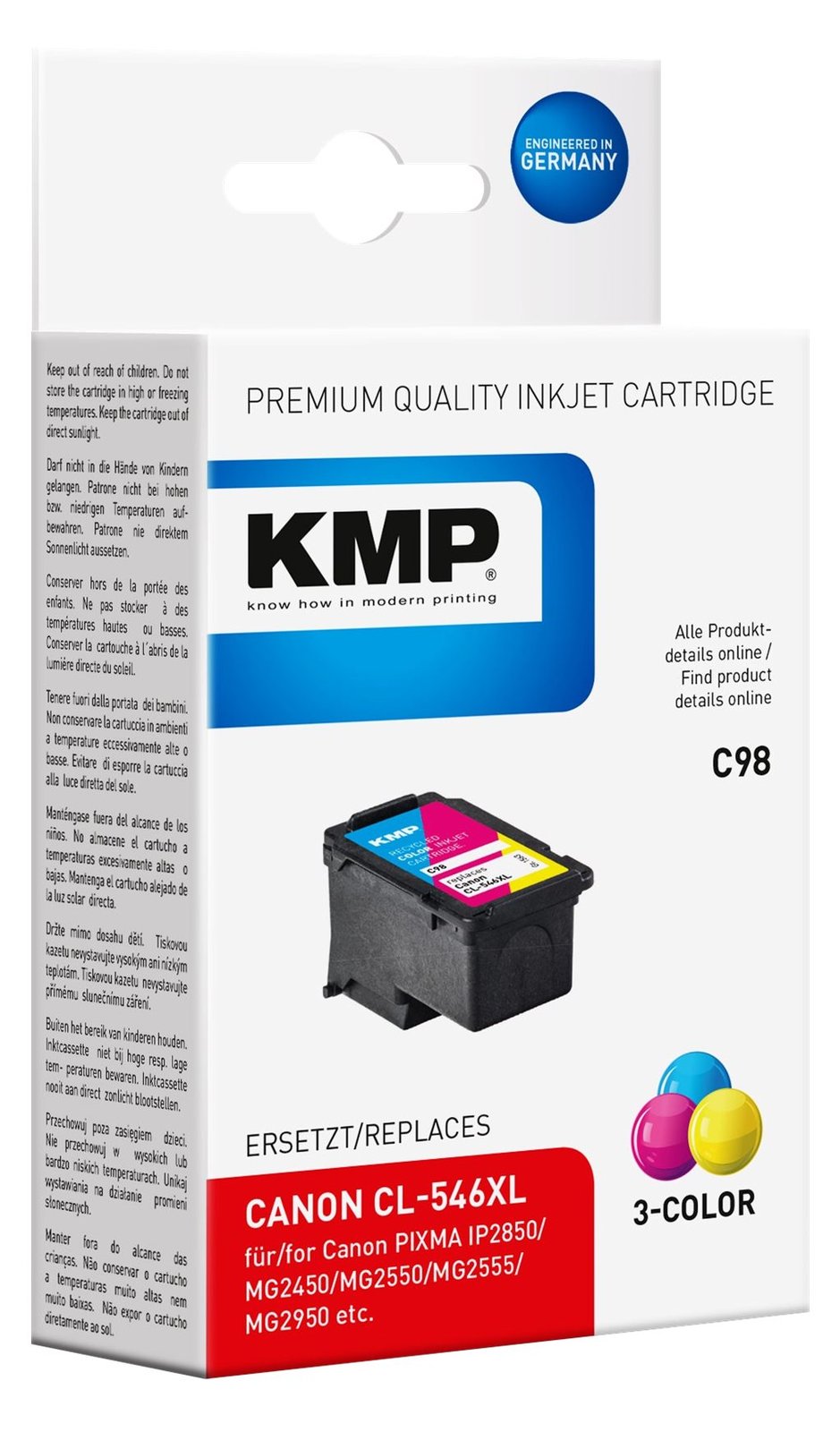 KMP C98 - 13 ml - Hohe Ergiebigkeit - Farbe (Cyan, Magenta, Gelb)