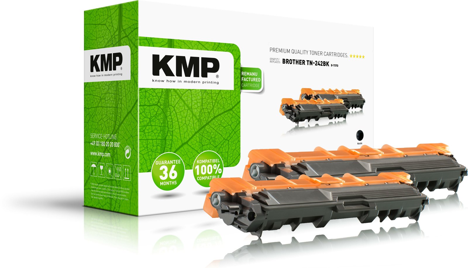 KMP DOUBLEPACK B-T57D - 2er-Pack - Schwarz - kompatibel - Tonerpatrone (Alternative zu: Brother TN242BK)