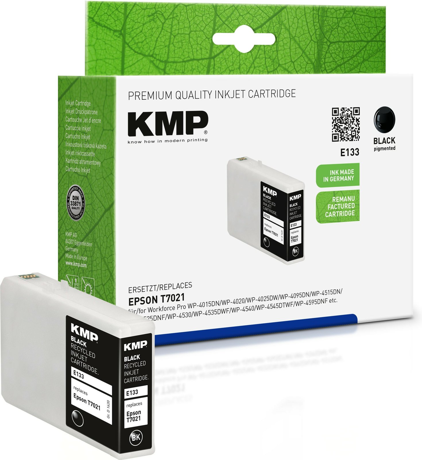 KMP E133 - 45 ml - Schwarz - kompatibel - Tintenpatrone (Alternative zu: Epson T7021)