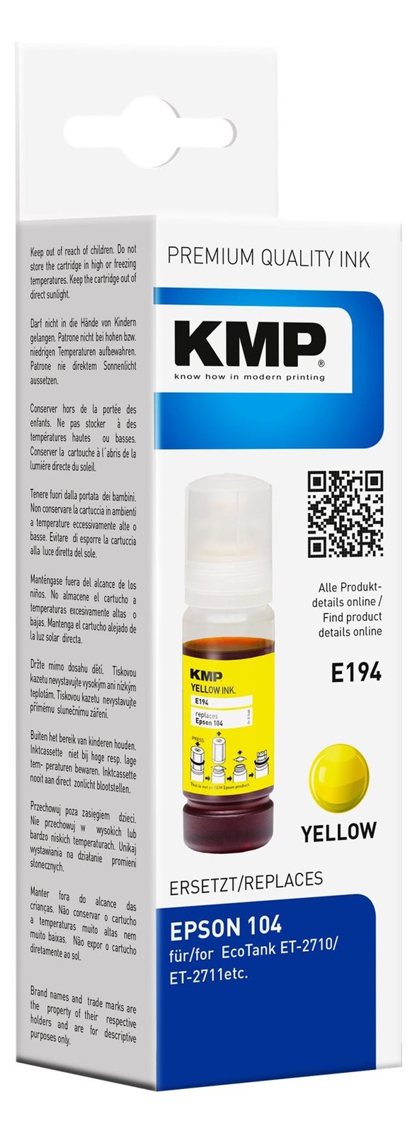 KMP E194 - 70 ml - Gelb - kompatibel - Tintenpatrone (Alternative zu: Epson C13T00P440)